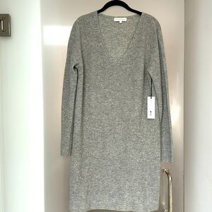 NWT. White & Warren Cashmere sweater dress. Size L. Heather Grey.